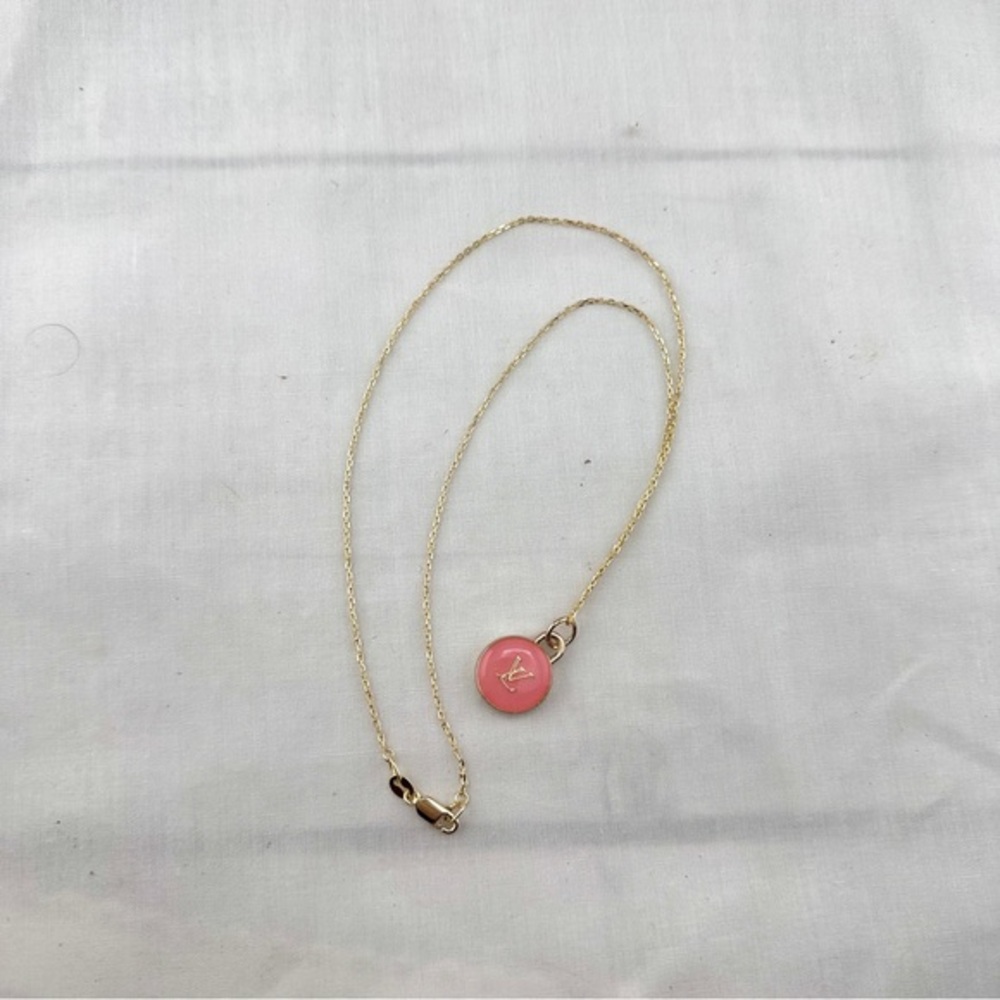 Repurposed necklace with Louis Vuitton round pink zipper pull. - Picture 8 of 8